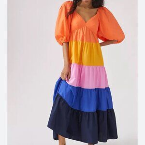 Anthropologie Farm Rio Colorblock Maxi Dress